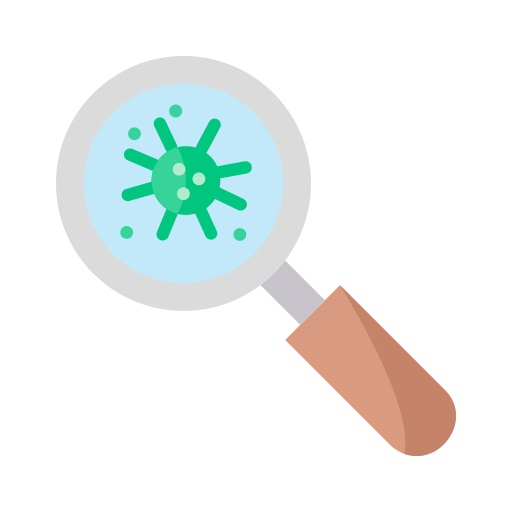 Coronavirus, covid, magnifying glass, research, science icon